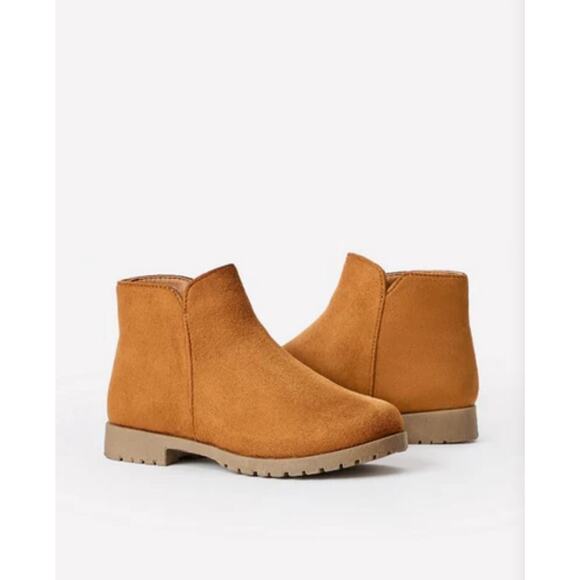 FabKids Brown Faux Suede Side Zip Ankle Booties - Size 3 - Picture 3 of 5